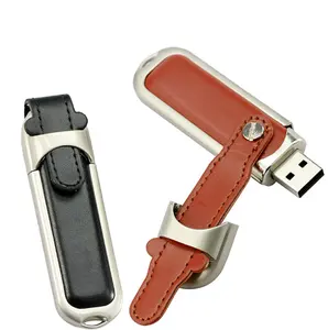 Caneta de memória portátil USB de couro com design de moda