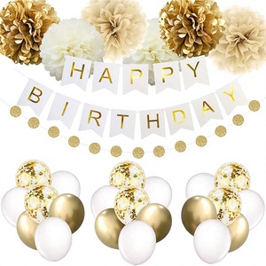 Nouvel ensemble de ballons d'anniversaire en aluminium transfrontalier avec guirlande florale et lettres JOYEUX ANNIVERSAIRE pour la décoration de fête et l'aménagement de scène - Product Image 1