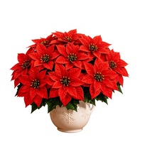 19pcs Bunga Poinsettia Buatan Realistis dari Sutra, Rangkaian Bunga yang Dapat Digunakan Kembali untuk Dekorasi Liburan Natal, Pernikahan, dan Rumah