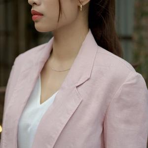 Chaquetas de corbata holgada para mujer de ramio 100%, cierre de botón de doble botonadura, fino invierno, crudo, Otoño, patrón a cuadros, relleno de algodón tejido - Product Image 3