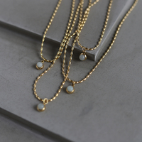 Collier à maillons de chaîne en acier inoxydable plaqué or 18 carats avec pendentif en aventurine verte pour femme