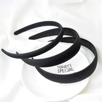 Serre-têtes en plastique recouverts de gros-grain noir de 1,5 cm, 2,5 cm, 3 cm, 4 cm pour accessoires capillaires faits main DIY, bases de cheveux unies, cerceaux à cheveux