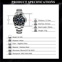 Montre mécanique de luxe personnalisable pour homme, usage professionnel, boîtier en acier inoxydable, mouvement NH35, cadran de 28,5 mm, fermoir caché
