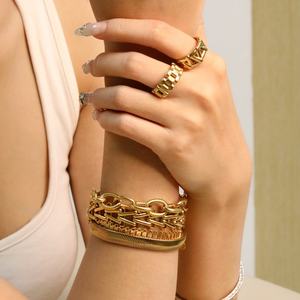 Pulsera de Acero Inoxidable Gruesa con Baño de Oro de 18k Personalizada, Resistente al Deslustre, para Mujer, Joyería Impermeable, Cadena de Moda, Pulsera de Eslabones Cubanos - Product Image 3