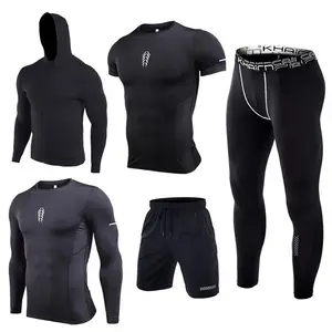 Wholesale Athletic Tracksuit Compression Fitness Set Sports Suits Clothing 5 pcs custom OEM gym active wear at low rate