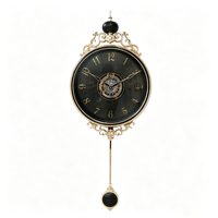 Horloge murale vintage de luxe avec pendule - Décoration moderne de luxe légère pour salon, entrée, horloge murale silencieuse sans tic-tac