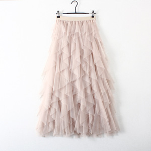 Faldas de <span class=keywords><strong>Tul</strong></span> para Mujer Faldas de Moda con Cintura Alta Elástica de Malla Tutú Maxi Plisada Larga <span class=keywords><strong>Midi</strong></span> Jupe <span class=keywords><strong>Falda</strong></span> para Mujer - Product Image 5