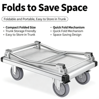 Chariot à main pliable en alliage d'aluminium avec roulements doubles, roues en caoutchouc silencieuses, poignées pliables et véhicule de manutention