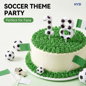 Bougies d'<span class=keywords><strong>anniversaire</strong></span> numérotées 0-9 sur le thème du football 2026 pour gâteaux, idéales pour les fêtes d'<span class=keywords><strong>anniversaire</strong></span> des garçons et les fournitures de fête. - Product Image 2