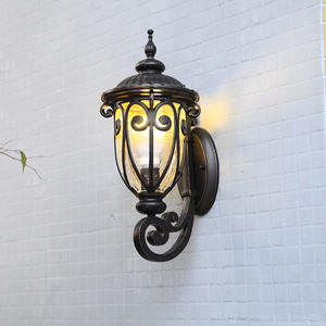 Perlengkapan Lampu Dinding Luar Ruangan Penutup Kaca Hitam dan Emas Dudukan Dinding Tempat Lilin untuk Teras - Product Image 6