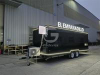 Remorque alimentaire mobile d'extérieur en panneau XPS résistant à la rouille, forme carrée, personnalisable avec logo, pour frites et bonbons de restauration rapide