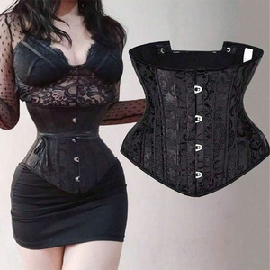 24 Steel Bones Waist Trainer Corset Belt Abdominal Binder Shapewear Short <strong>Underbust</strong> Corset With Thong - Product Image 1