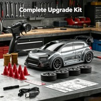 Coche de Derrape RC de Alta Velocidad 1:24 4WD 20KM/H - 2.4GHz, Neumáticos de Derrape Reemplazables, Luces LED, Conos y USB - Juguete de Derrape para Regalo