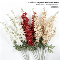 Bunga Delphinium Artifisial Mewah Elegan Putih Merah Champagne Tangkai Panjang untuk Dekorasi Vas Meja Pernikahan, Pesta Rumah, dan Acara