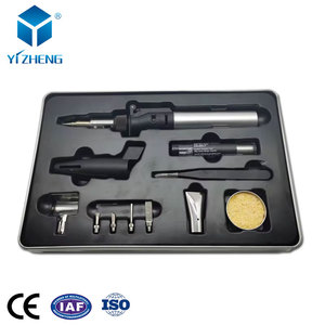 Kit de <span class=keywords><strong>fer</strong></span> à <span class=keywords><strong>souder</strong></span> au gaz portable 4 en 1, pistolet à air chaud sans fil réglable avec poignée pistolet, réchaud à gaz en aluminium et laiton - Product Image 1