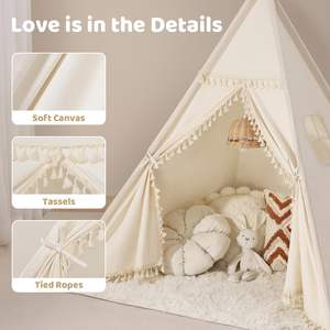 1.65m Kid Play Teepee <strong>Tent</strong> House Portable <strong>Wigwam</strong> Children Tipi <strong>Tents</strong> Foldable Canvas Playhouse for Girl Play - Product Image 5