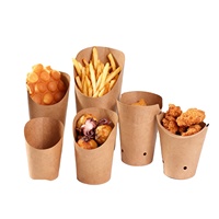 Gobelets en papier kraft à bord incliné, laminés, pour frites, nuggets de poulet, châtaignes confites, gaufres aux œufs ; Boîte à emporter pour snacks frits