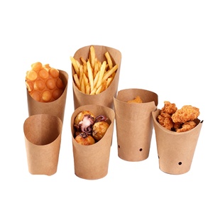 Vasos de papel kraft con boca inclinada laminados para papas fritas, nuggets de pollo, castañas confitadas, gofres de huevo; Caja de aperitivos para llevar, fritos - Product Image 1