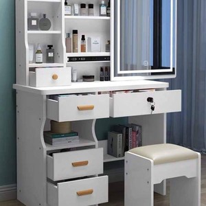 Ý phong cách phòng ngủ hiện đại dresser Set led trang điểm Vanity bàn trang điểm với thắp sáng Gương Gỗ lưu trữ - Product Image 3