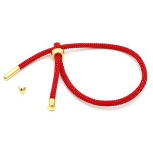 <b>Red</b> Rope <b>Bracelet</b> 3Mm Adjustable With Gold Ends For Couple Gift Jewelry - Product Image 4