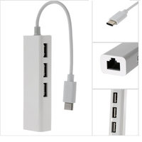 Adaptador USB 2,0 a Ethernet con 3 puertos USB 2,0 HUB RJ45 Tarjeta de red Lan RTL8152 Compatible con Mac IOS Android PC