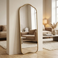 Miroir mural en fer encadré avec des boules dorées Art Déco, design en arche, idéal pour les anniversaires, à suspendre