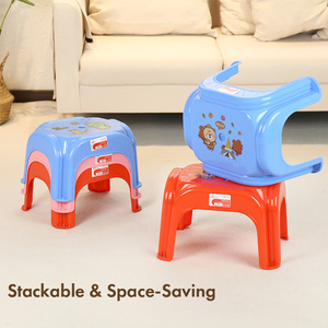 Cartoon Printed Thickened PP Kids Step <b>Stool</b> Household Heavy-Duty Stackable <b>Stool</b> with Anti-Slip Foot Pads & Smooth Round Edges - Product Image 2