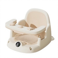 Siège de bain antidérapant pour bébé de 6 mois et plus avec thermomètre, chaise de bain pour nouveau-né avec 4 ventouses