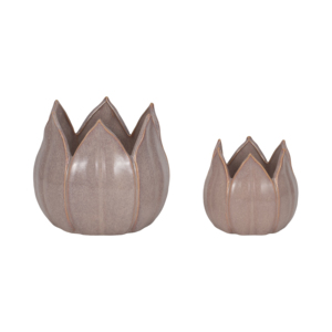 Jardinières en céramique en forme de pétale pour plantes d'intérieur et d'extérieur, pots décoratifs pour fleurs, lot de deux tailles - Product Image 1