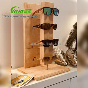 Soportes de almacenamiento de encimera de venta al por menor verticales de varios niveles, soporte de exhibición de gafas de sol de madera ecológico - Product Image 6