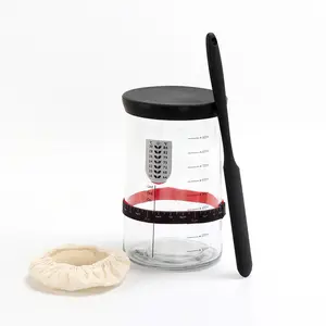 WYST Jarra de fermento com termômetro para cozinha, bandeja de alimentação com data marcada, raspador costurado para pão, pastelaria e assados, venda imperdível