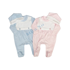 Wholesale Monogram Infant Baby Footie Romper Unisex Baby Tiny Stripe Cotton Jumpsuit Baby Girls Boys <strong>Coming</strong> <strong>Home</strong> <strong>Outfits</strong> - Product Image 1