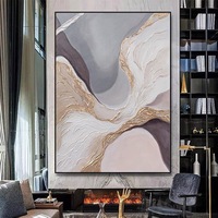 Image abstraite illustration murale rose avec feuille d'or peinte à la main décoration de la maison peinture à l'huile abstraite sur toile faite à la main