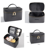 Nouvelle Arrivée Trousse de Maquillage en Cuir PU avec Poignée Amovible, Séparateurs Amovibles, Grande Capacité, Organisateur de Maquillage, Valise de Voyage, Sac Cosmétique