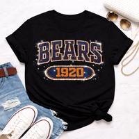 Transferts thermocollants en strass de haute qualité, motifs Chicago Bears, strass brillants pour t-shirts