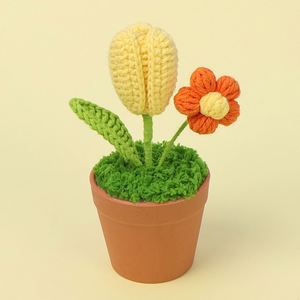 Home Office Desk <b>Ornaments</b> Artificial Flower Decoration Handmade Crochet Sunflower Potted Plants Graduation Halloween <b>Easter</b> - Product Image 4