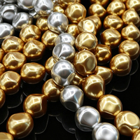 Perles de verre argentées modernes de luxe 14x15mm, profil nuget fondu, cœur lesté pour l'art de la bijouterie en métal liquide contemporain et le bricolage