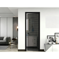 Porte à battant en aluminium postmoderne de qualité supérieure, double vitrage trempé, isolation thermique, étanche, pour usage extérieur, chambre, supermarché