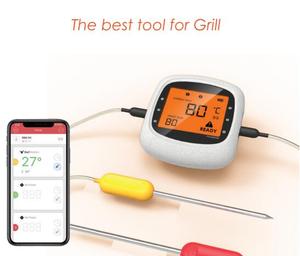 Termómetro Digital para Carne, Termómetro Inteligente Inalámbrico para Barbacoa Controlado por Aplicación con 6 Sondas de Acero Inoxidable, Pantalla LCD Grande - Product Image 2