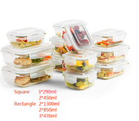 Ensemble de boîte à lunch Bento en verre à haute teneur en borosilicate ensembles de conteneurs de repas en verre de préparation de repas de 12 pièces pour la vente en gros