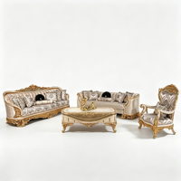 Ensemble de canapés de luxe classiques et néoclassiques, design européen sculpté à la main, ensemble de canapés et de fauteuils en bois massif, couleur et taille personnalisées