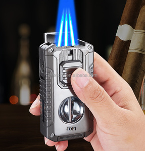 JOFI Windproof Blue Flame Portable <b>Cigar</b> Torch <b>Lighter</b> <b>Cigar</b> <b>Lighter</b> With Cutter Punch Custom Logo for Wholesale <b>Cigar</b> Shop - Product Image 2