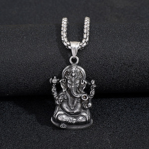 yunnique Ganesh Pendant Necklace Stainless Steel Men's Fashion Animal Shape Charm Jewelry For Everyday Wear - Product Image 2