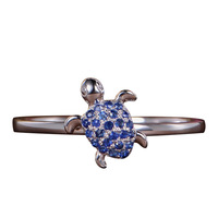 Bague d'été hawaïenne en zircone bleue, anneau Design créatif avec coquille incrustée tortue de mer, à la mode, 2021