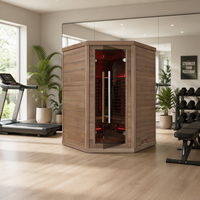 Sauna de loisirs pour usage domestique, 4-5 personnes, sauna infrarouge à spectre complet avec design d'angle en bois de cèdre rouge massif, respectueux de l'environnement