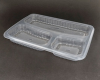 Bandeja de plástico transparente para comida, bandeja desechable para comida, 3 CP