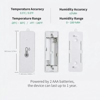 Sensore di Temperatura e Umidità Intelligente OEM ODM Controllato da App Gratuita, Termo-Igrometro con Allarme, Gateway per Integrazione Domestica, Design Pieghevole