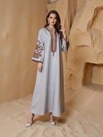 Abaya musulmane élégante brodée sur mesure, vert foncé, avec strass, manches longues, pour l'hiver, l'été, l'automne, mariage, soirée, modeste, pour adultes