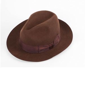 Sombrero de Fieltro de Lana ND107, Unisex para Adultos, 100% Lana, con Flor y Lazo, Banda Ancha - Product Image 1