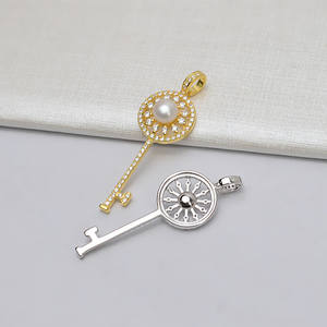 จี้เงินแท้ Han Chao S925 ประดับมุก 6-7 เม็ด สำหรับทำเครื่องประดับ DIY รูปทรงกุญแจ สำหรับผู้หญิง พร้อมถาดเปล่า 609 - Product Image 2